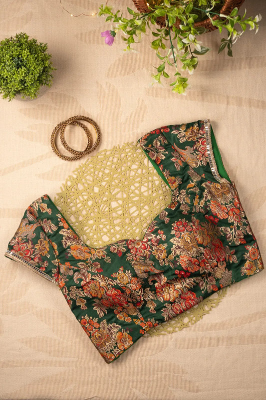 Sea of Flowers Banarasi Cap Sleeve Blouse