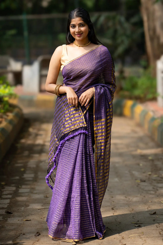 Dark Wizard Checks Cotton Saree