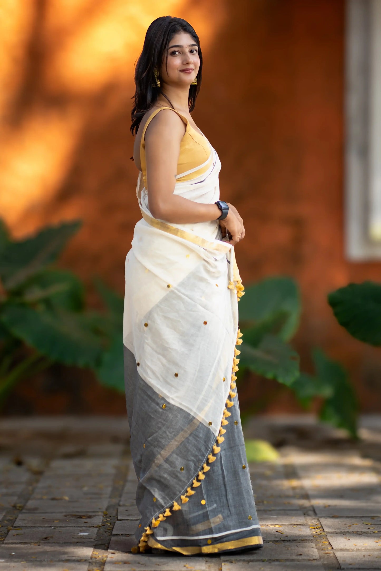 Ashira Grey Sequin Cotton Saree