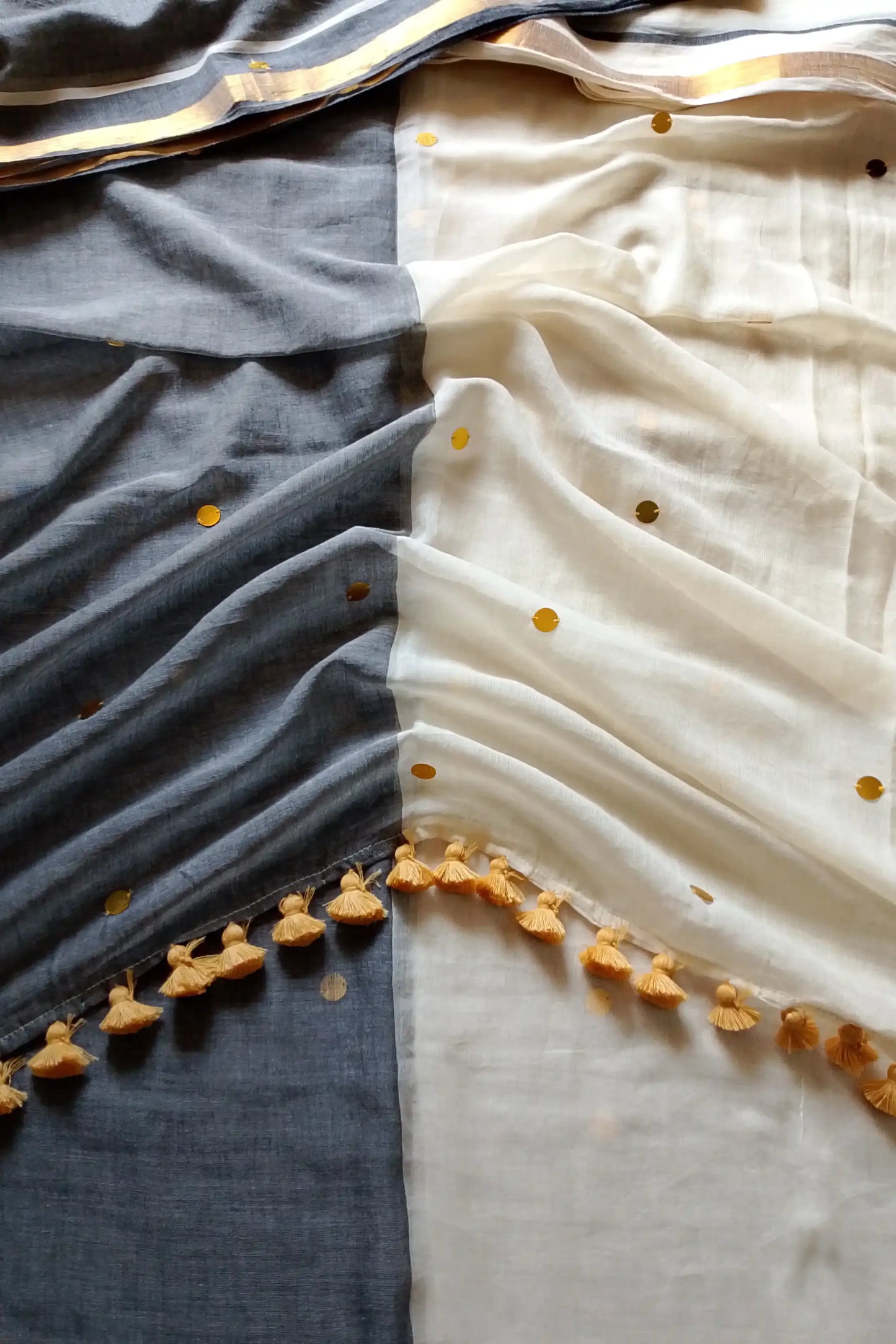 Ashira Grey Sequin Cotton Saree