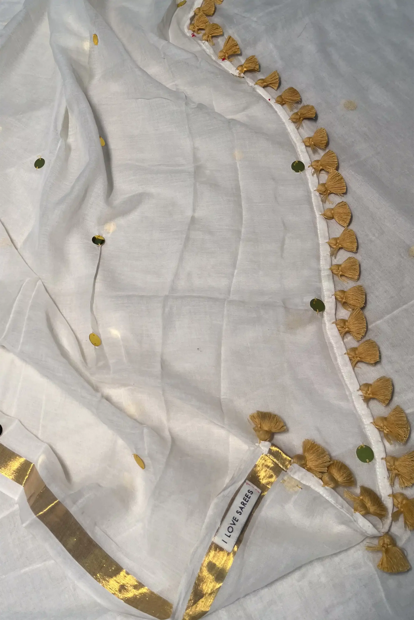 Offwhite Cotton Sequin Saree