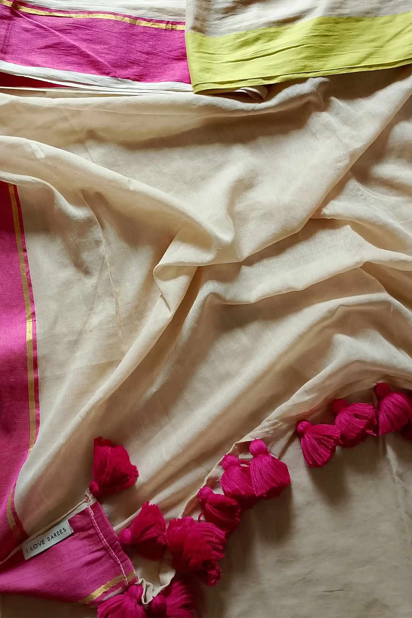 Ivory Radiance Cotton Saree with Borders