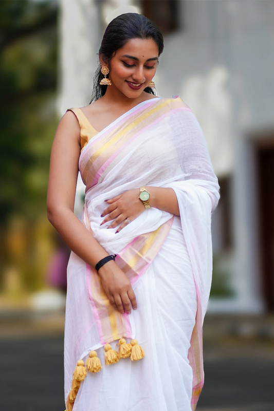 Blush Aura Cotton Zari Saree