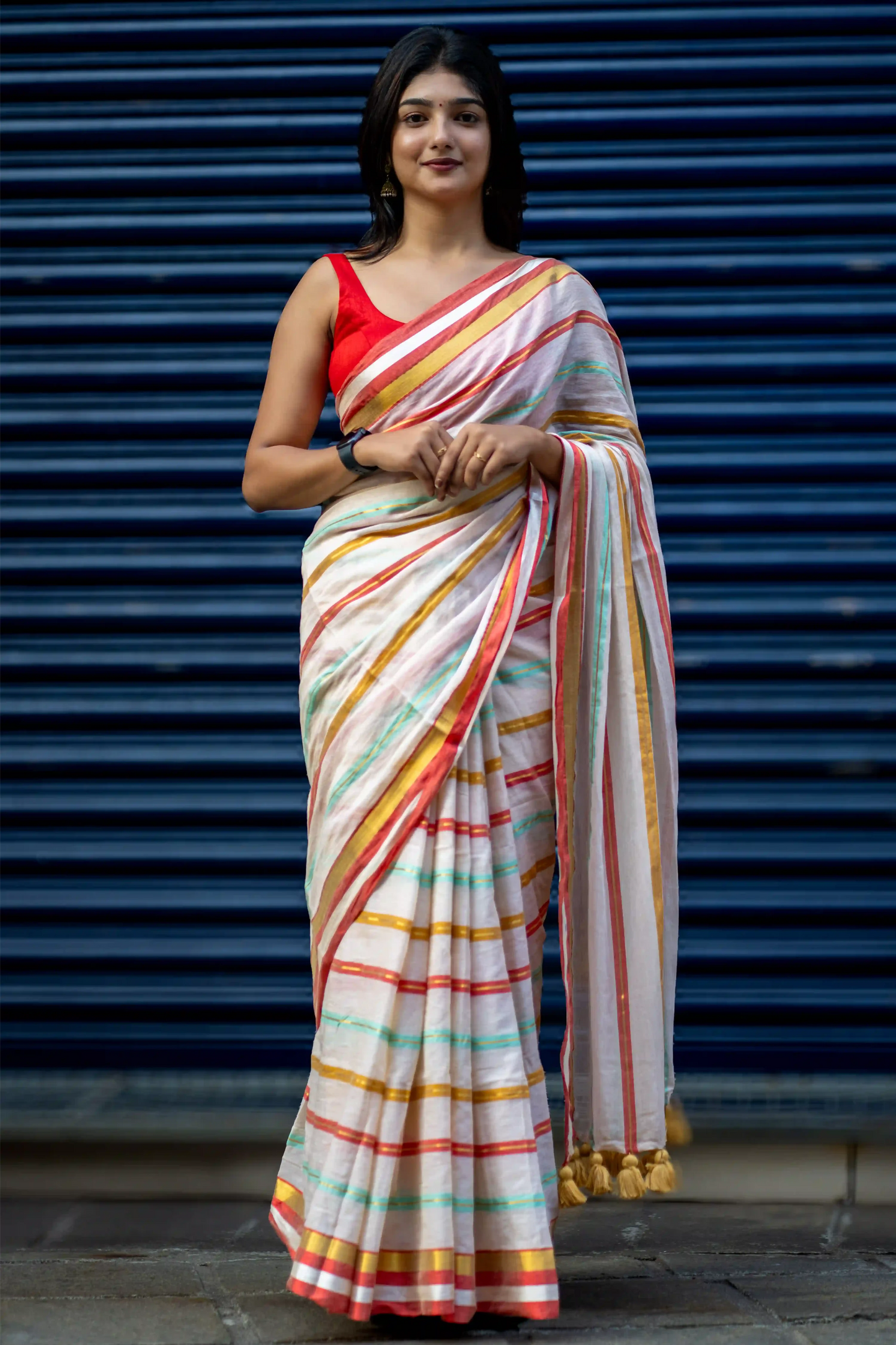 Raga Stripes Cotton Zari Saree