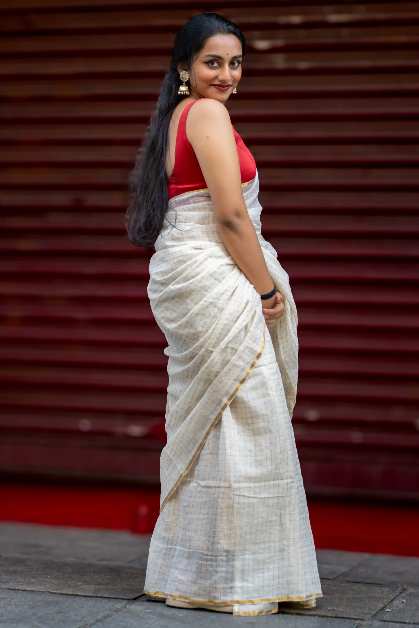 Ivory Hamsa Cotton Zari Saree