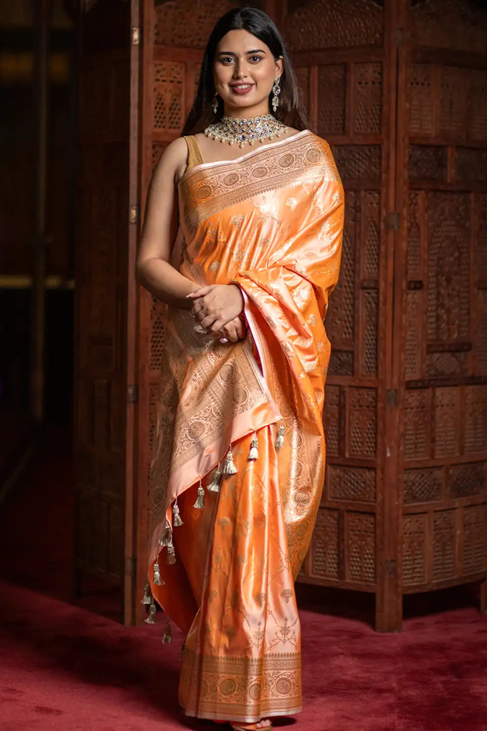 Lasa Banarasi Silk Saree with Golden Zari