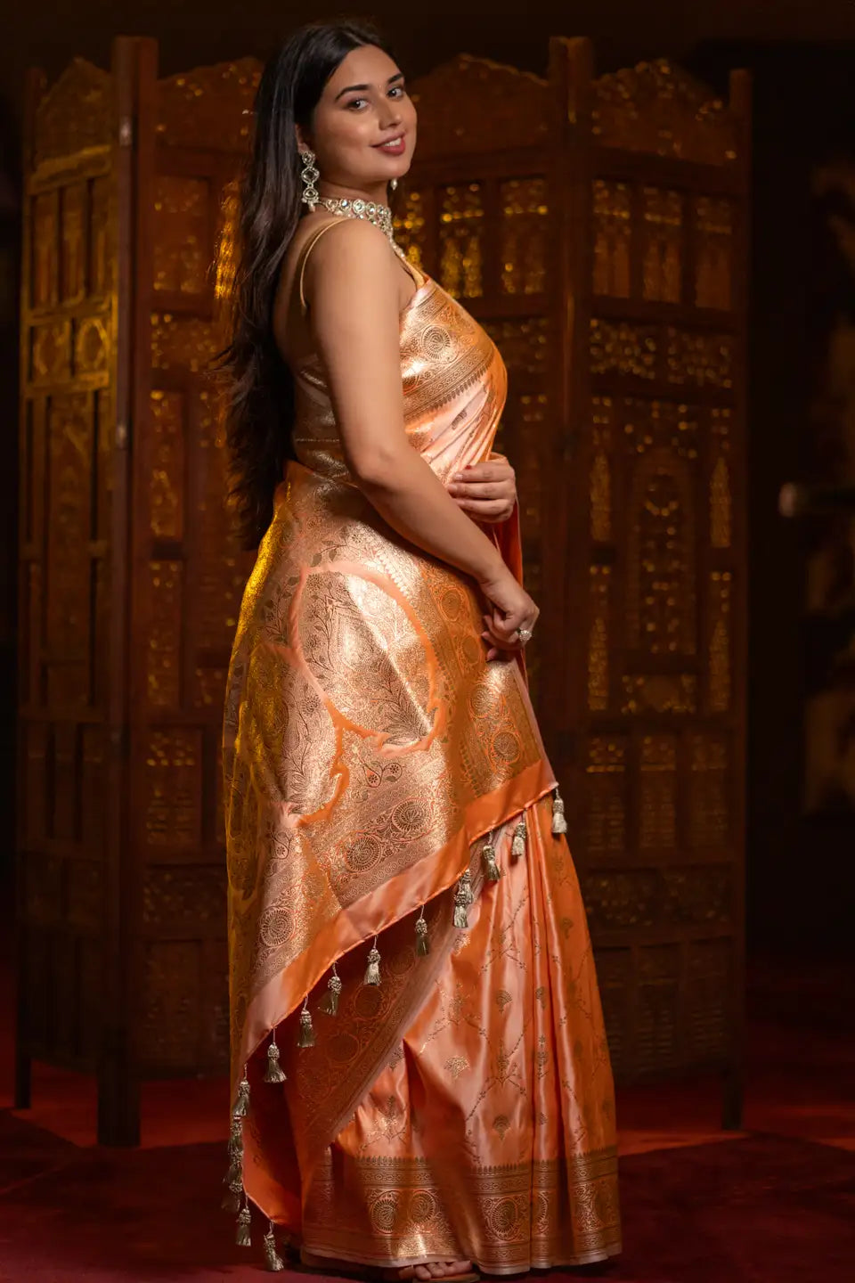 Lasa Banarasi Silk Saree with Golden Zari