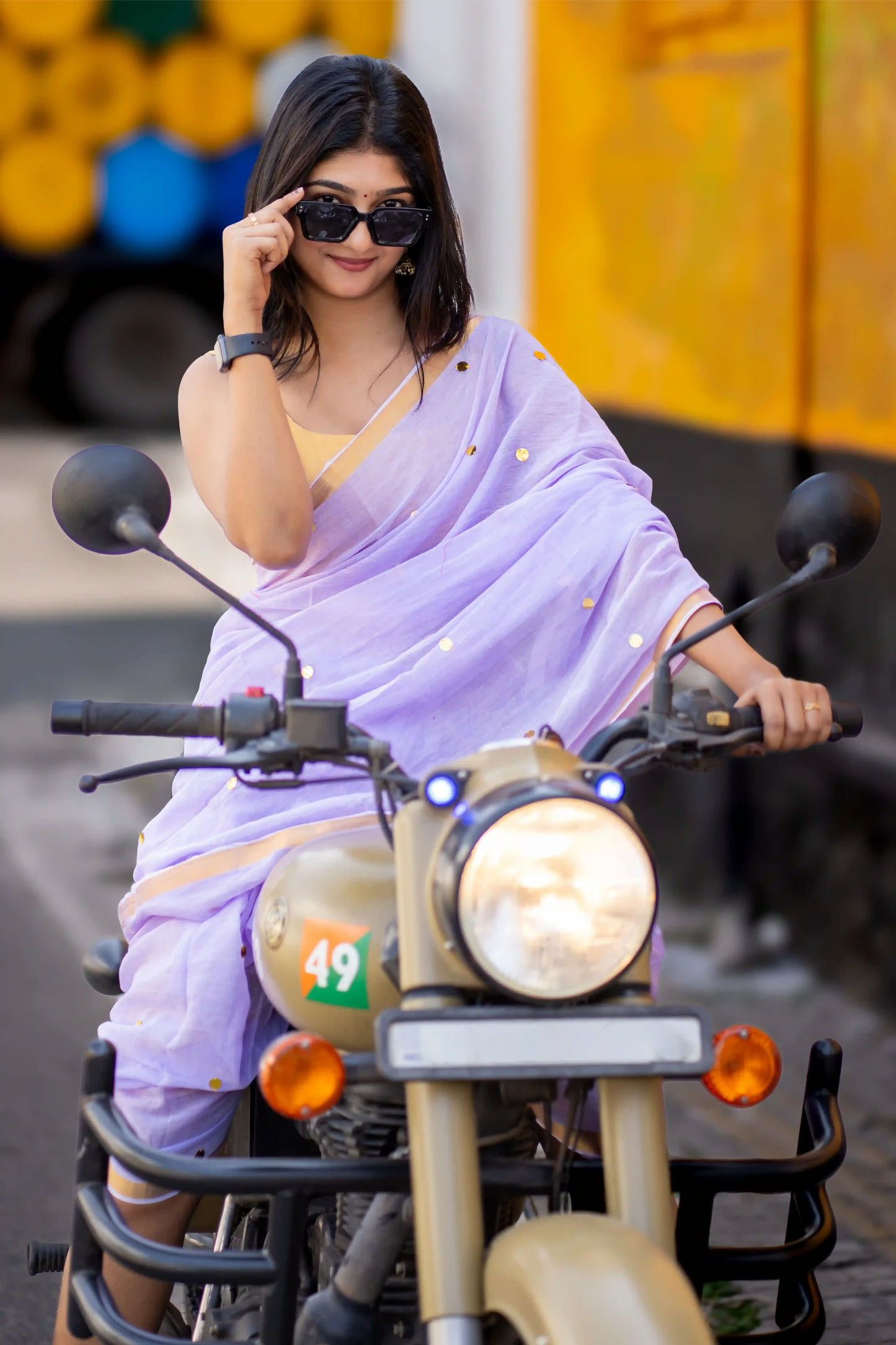 Lavira Lilac Sequin Cotton Saree
