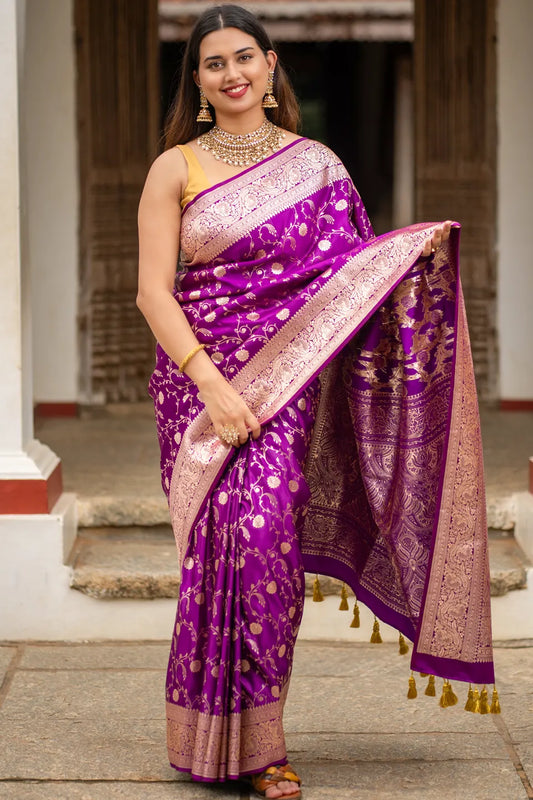 Patali Banarasi Silk Saree with Golden Zari