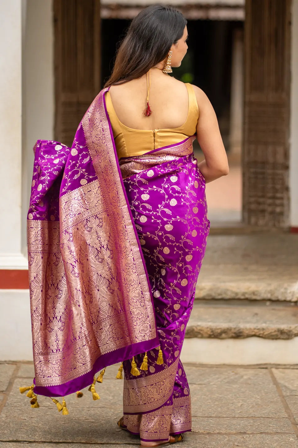 Patali Banarasi Silk Saree with Golden Zari