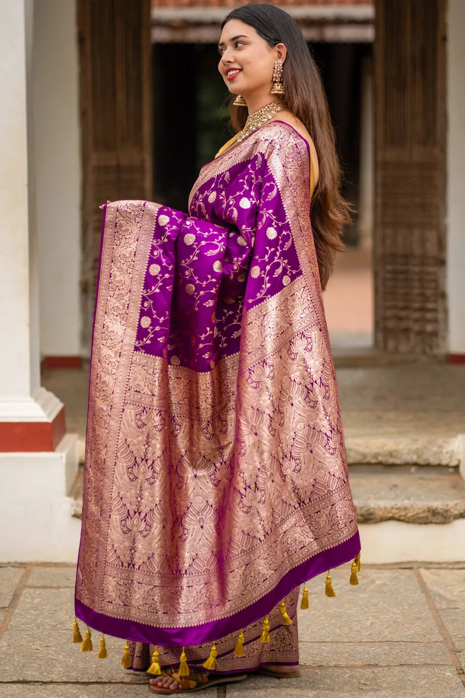 Patali Banarasi Silk Saree with Golden Zari