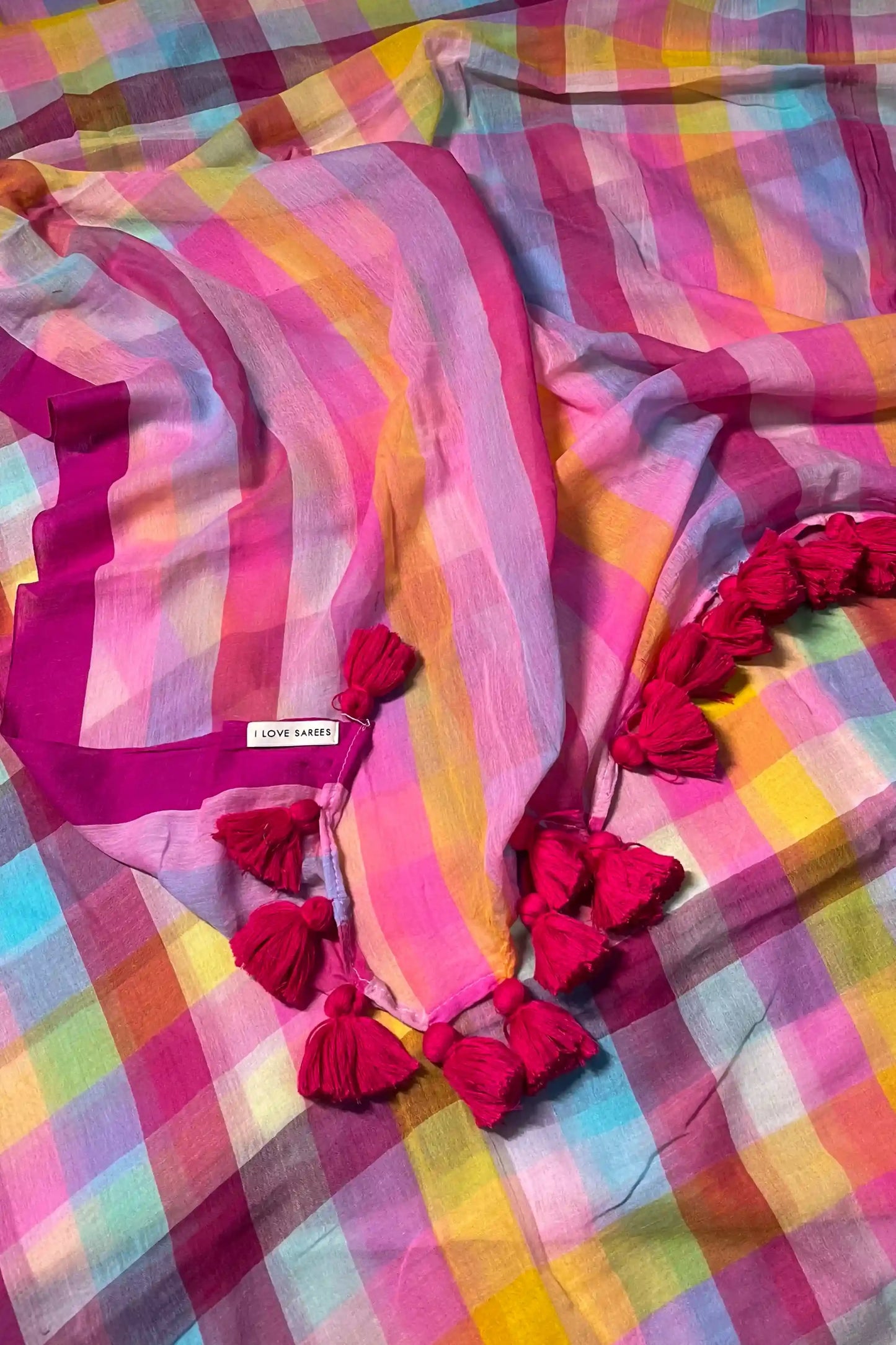 Pastel Checks Handloom Cotton Saree