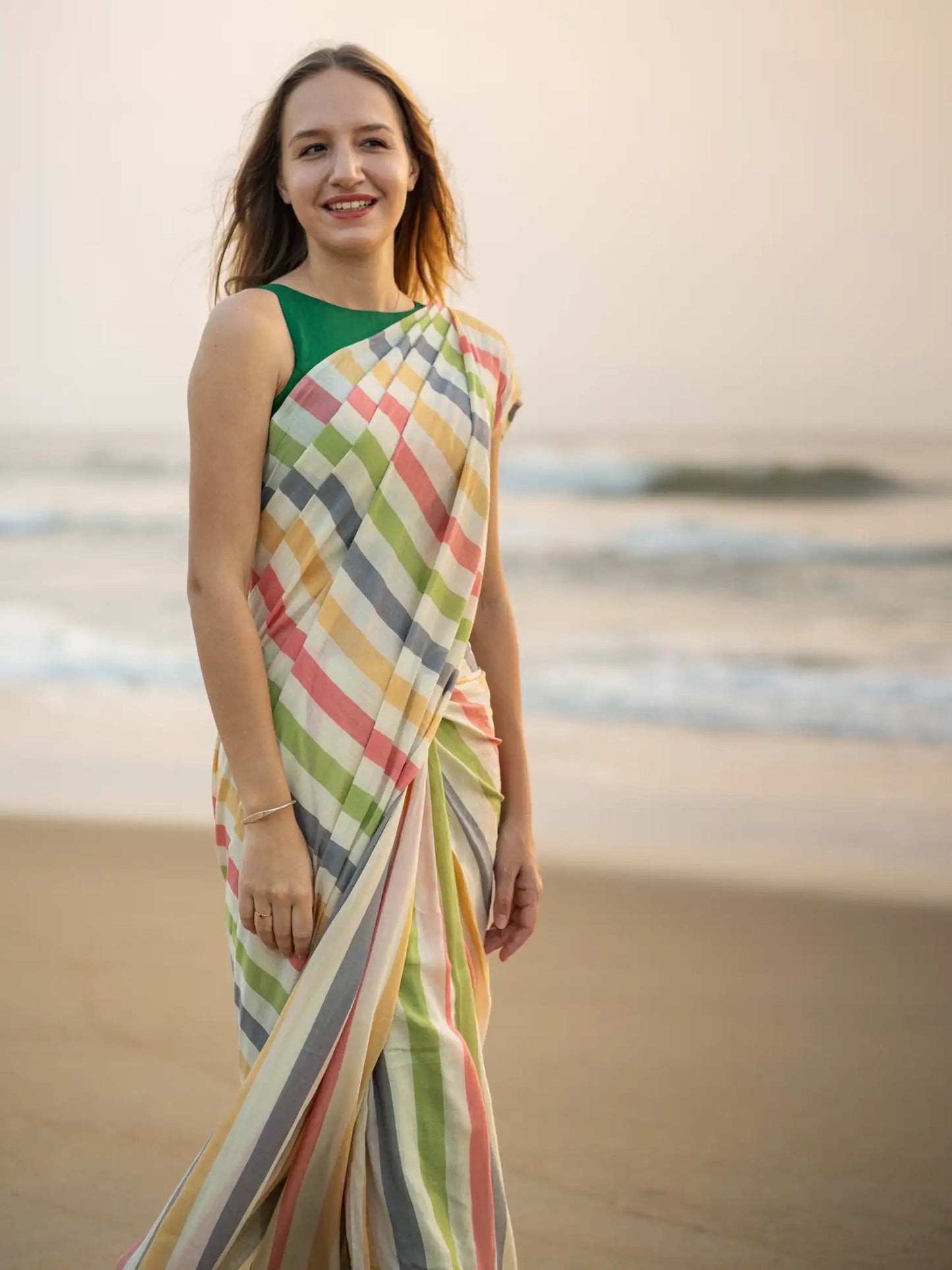 Ethereal Elegance Stripe Saree