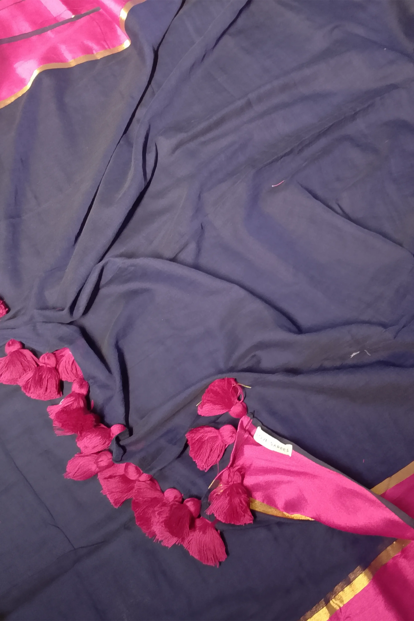 Indigo Rosé Cotton Zari Saree