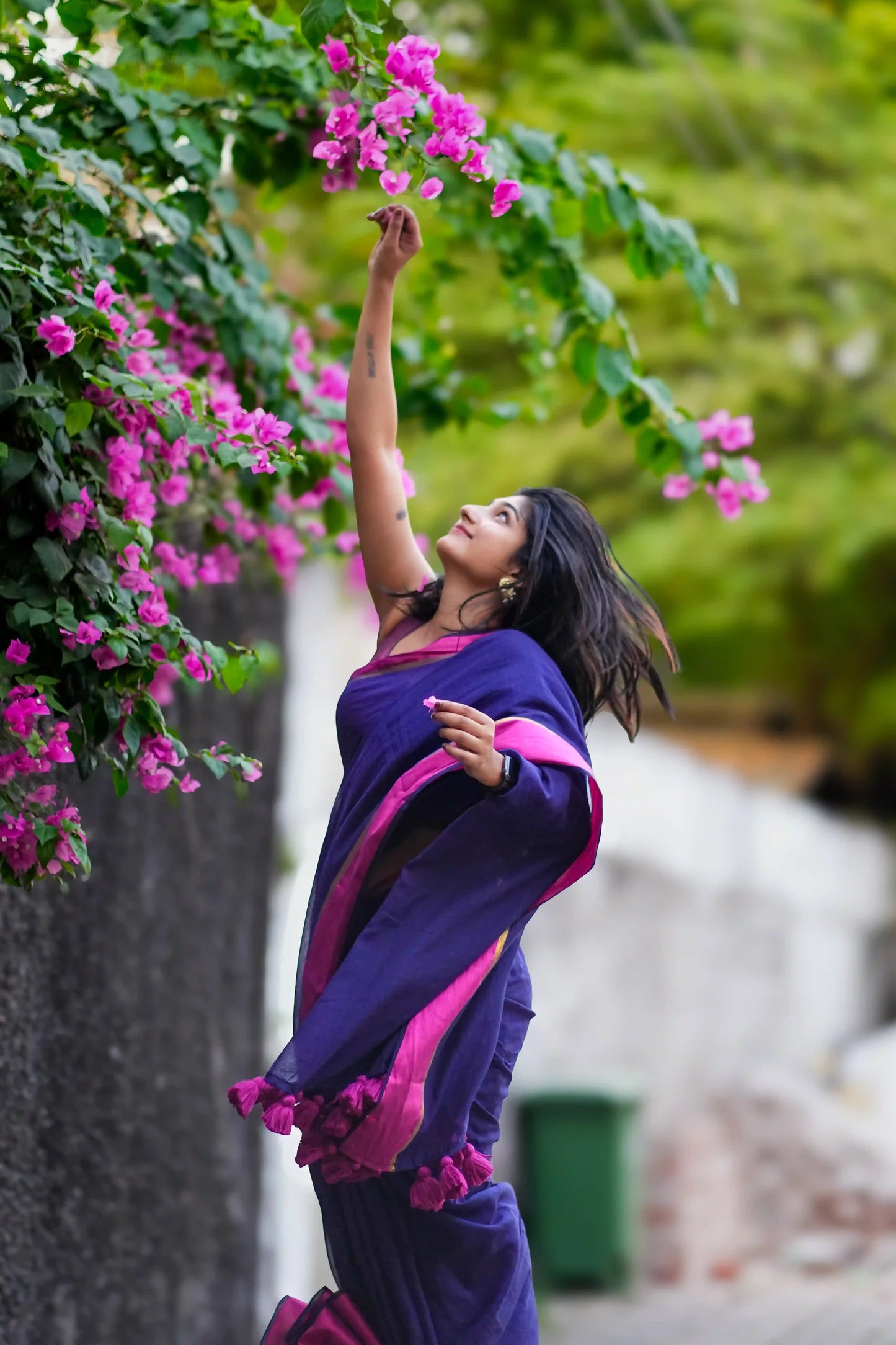 Indigo Rosé Cotton Zari Saree