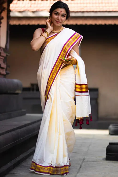 Nisheedhini Kerala Kasavu Saree