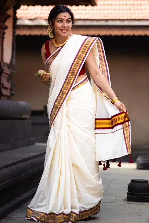 Nisheedhini Kerala Kasavu Saree