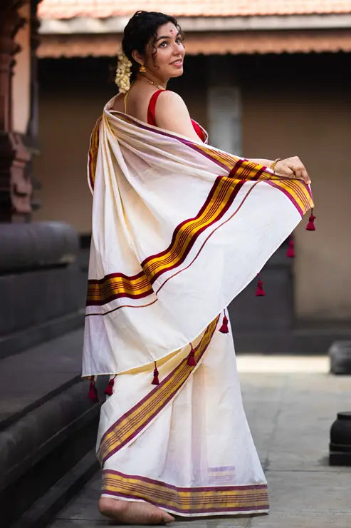 Nisheedhini Kerala Kasavu Saree