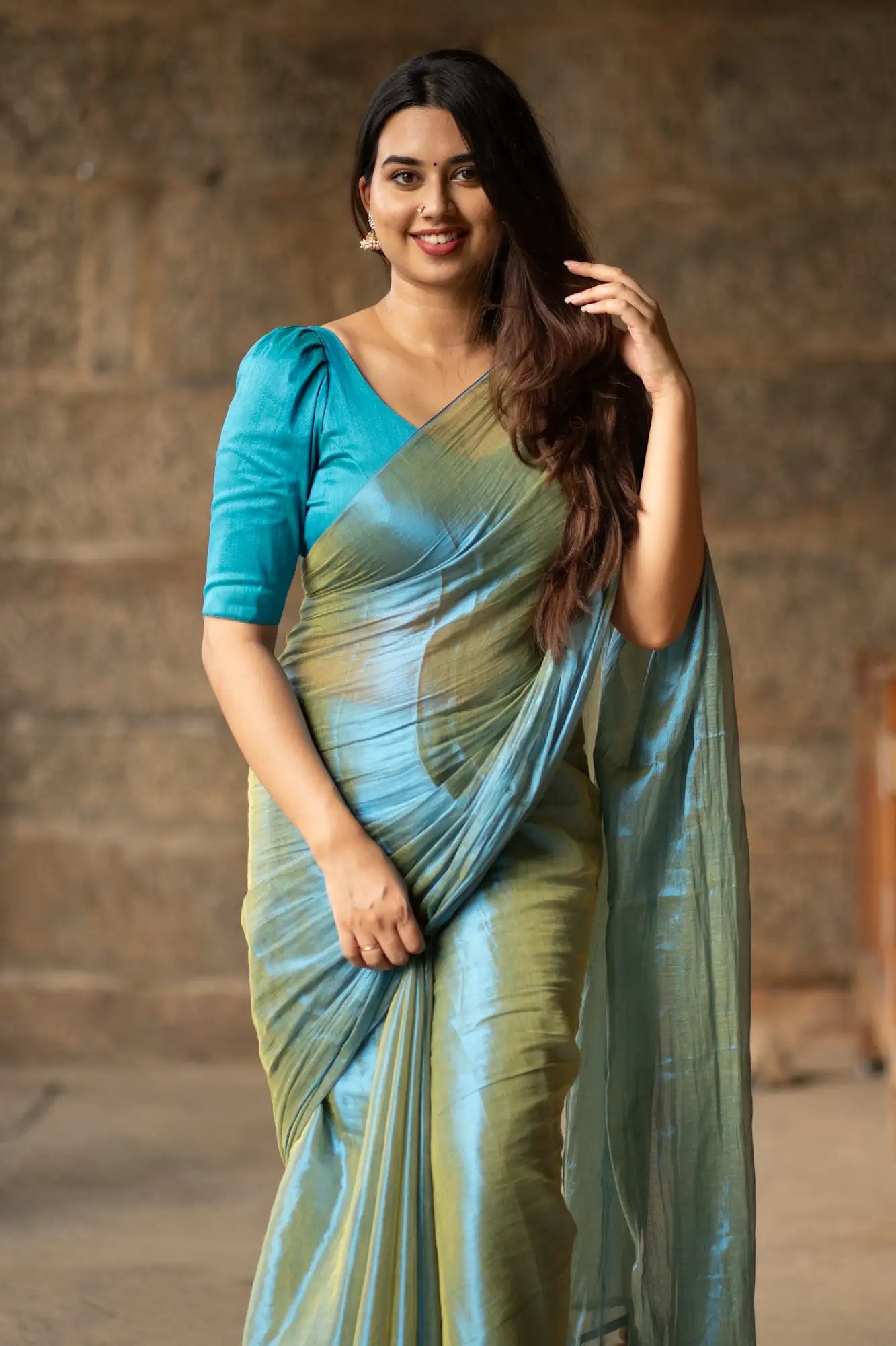 Blue Tissue Cotton Saree | I Love Sarees - I Love Sarees