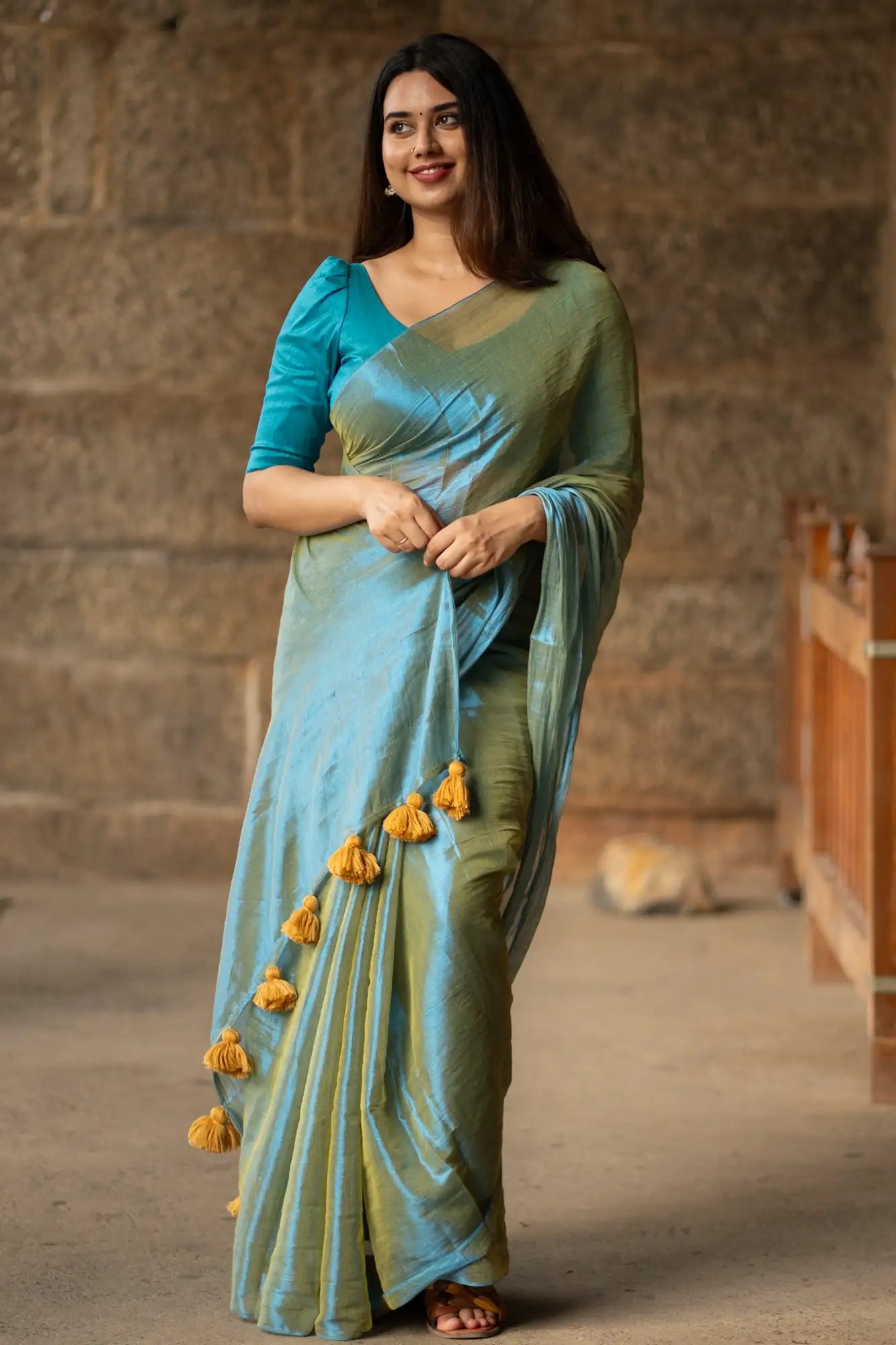 Blue Tissue Cotton Saree | I Love Sarees - I Love Sarees