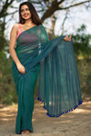 Ocean Waves Peacock Saree