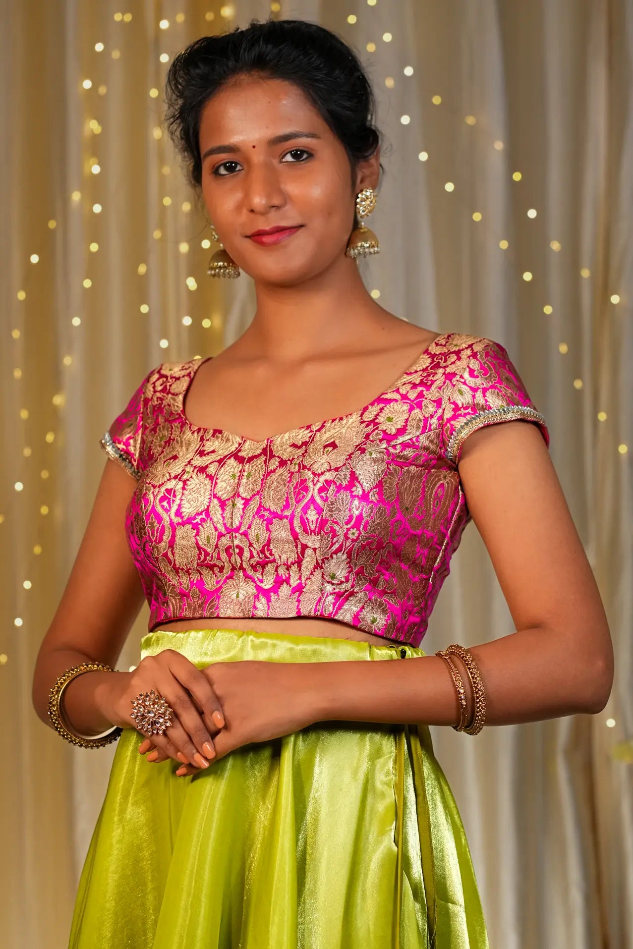 Miss Carla Banarasi Cap Sleeve Blouse