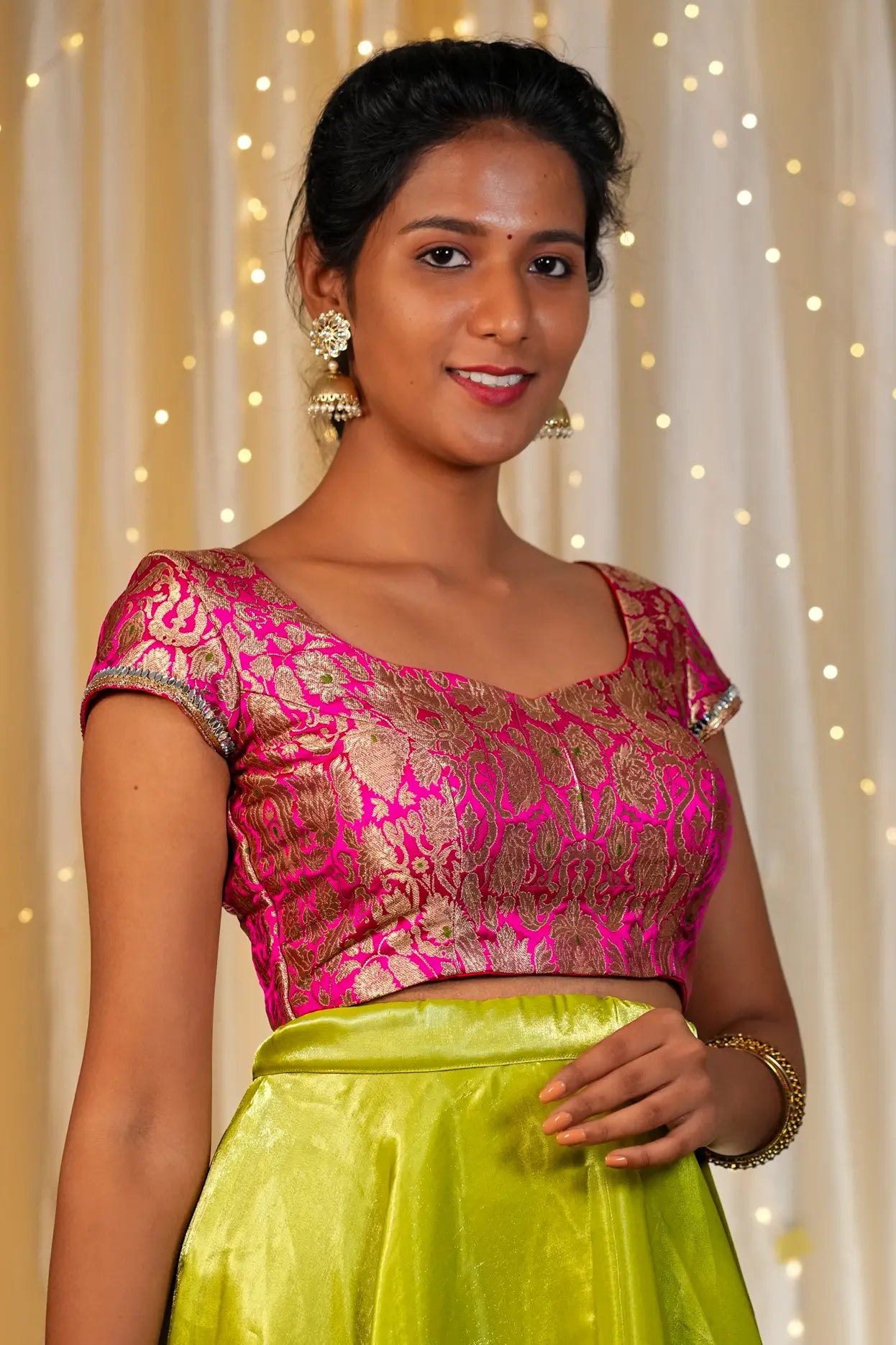 Miss Carla Banarasi Cap Sleeve Blouse