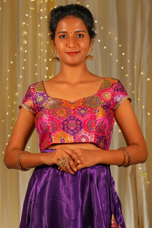 Tiny Teen Banarasi Cap Sleeve Blouse