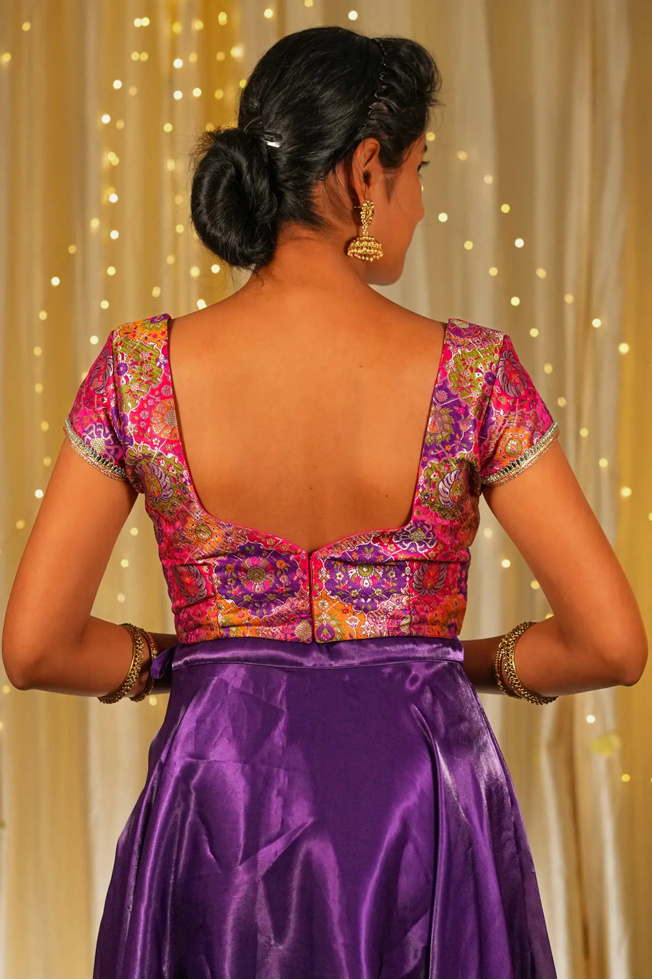 Tiny Teen Banarasi Cap Sleeve Blouse