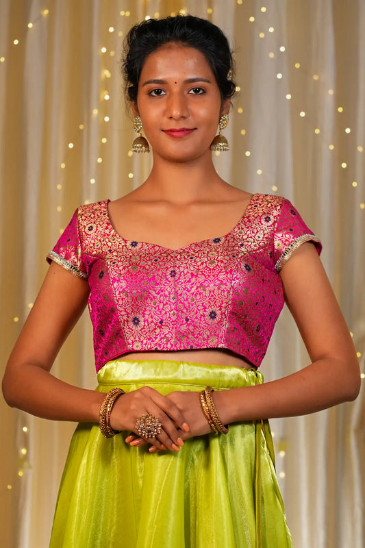 Feel Girly Banarasi Cap Sleeve Blouse