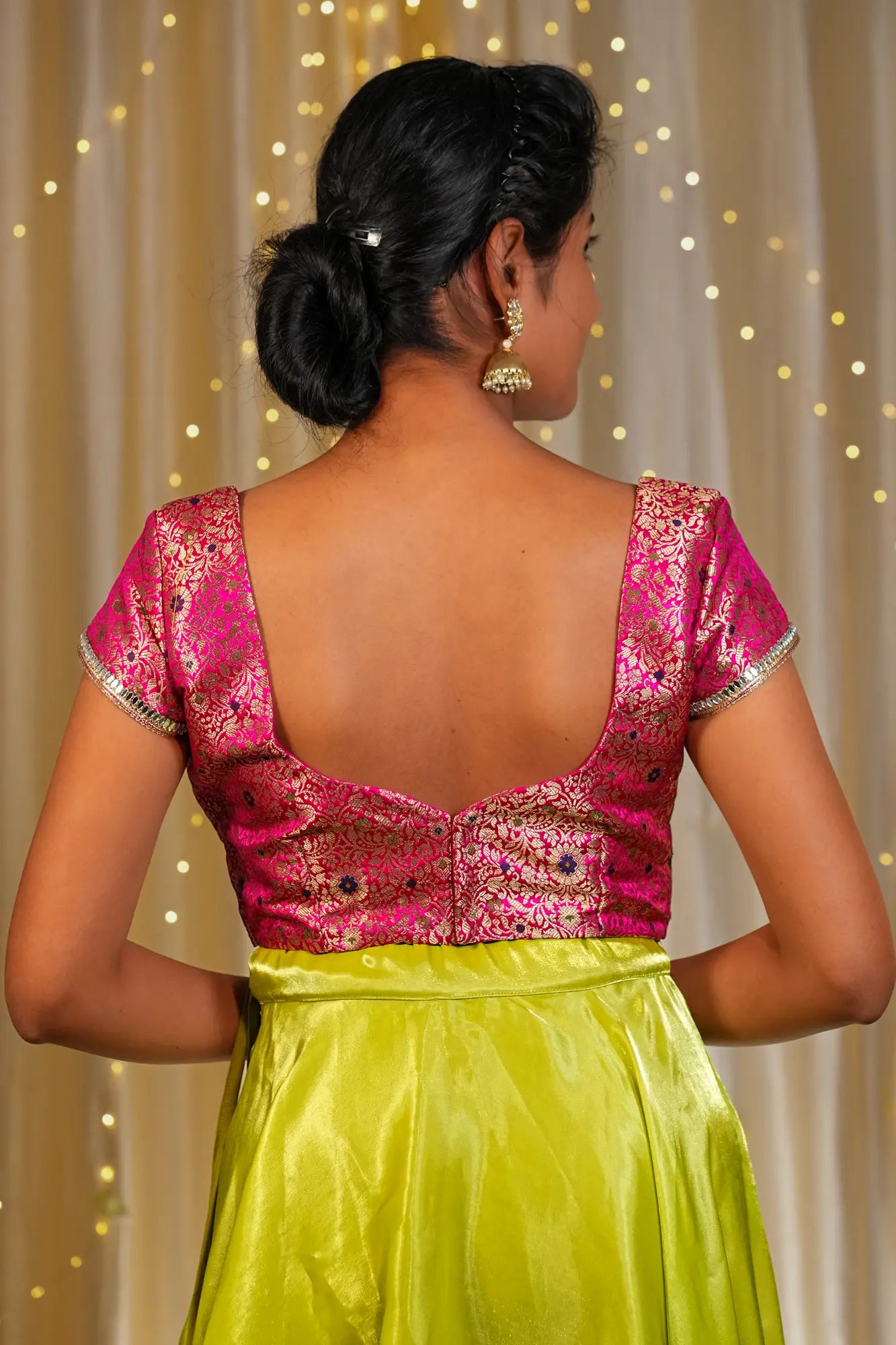 Feel Girly Banarasi Cap Sleeve Blouse