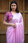 Pink Multicolor Sleeve Banarasi Blouse