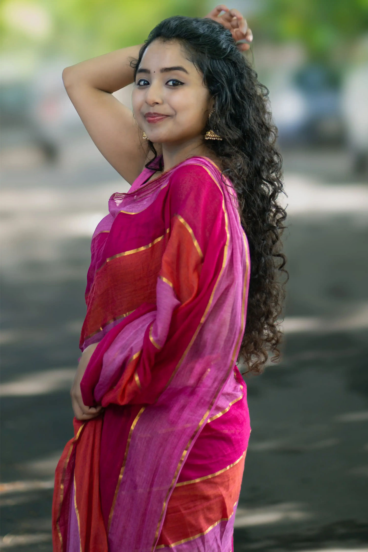 Rosé Glow Cotton Zari Saree