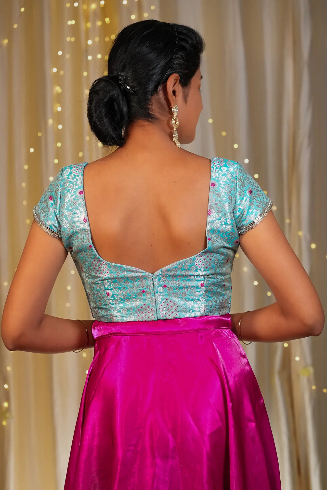 Mountain Magic Banarasi Cap Sleeve Blouse