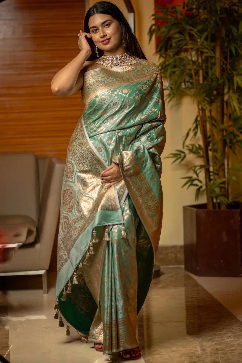 Jiti Banarasi Silk Saree with Golden Zari