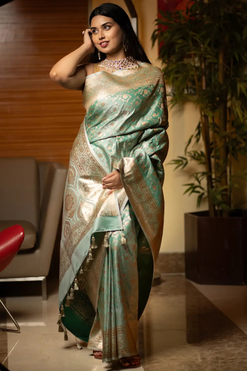 Jiti Banarasi Silk Saree with Golden Zari