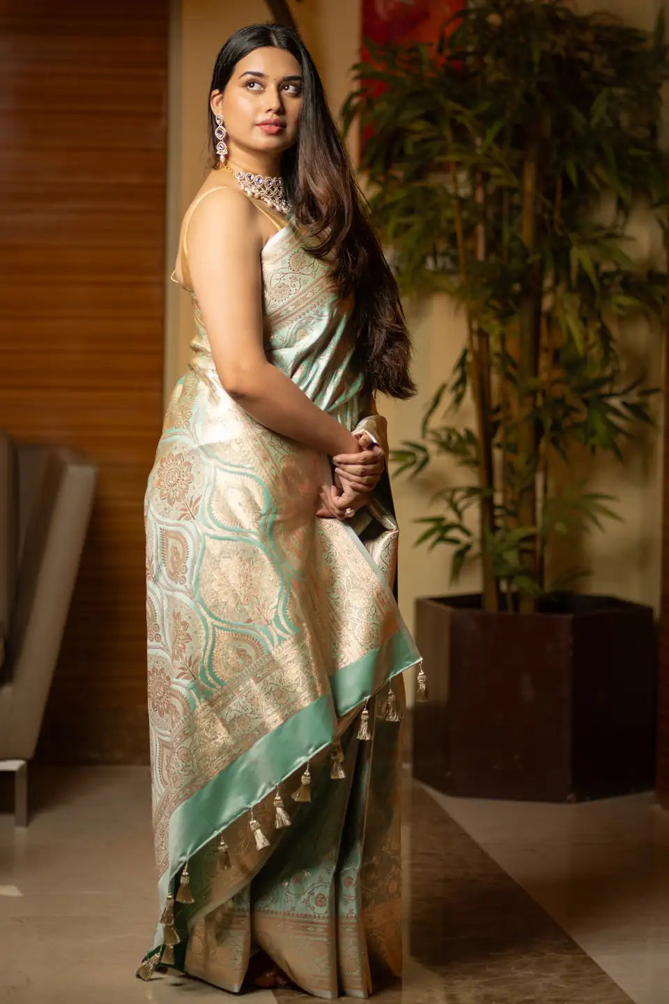 Jiti Banarasi Silk Saree with Golden Zari