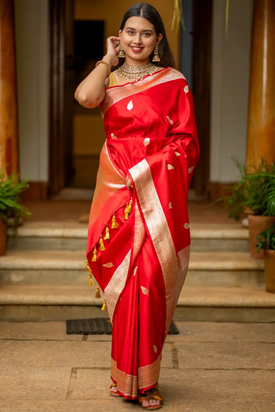 Red Banarasi Silk Saree for Wedding Festive Banarasi Sarees Online I Love Sarees