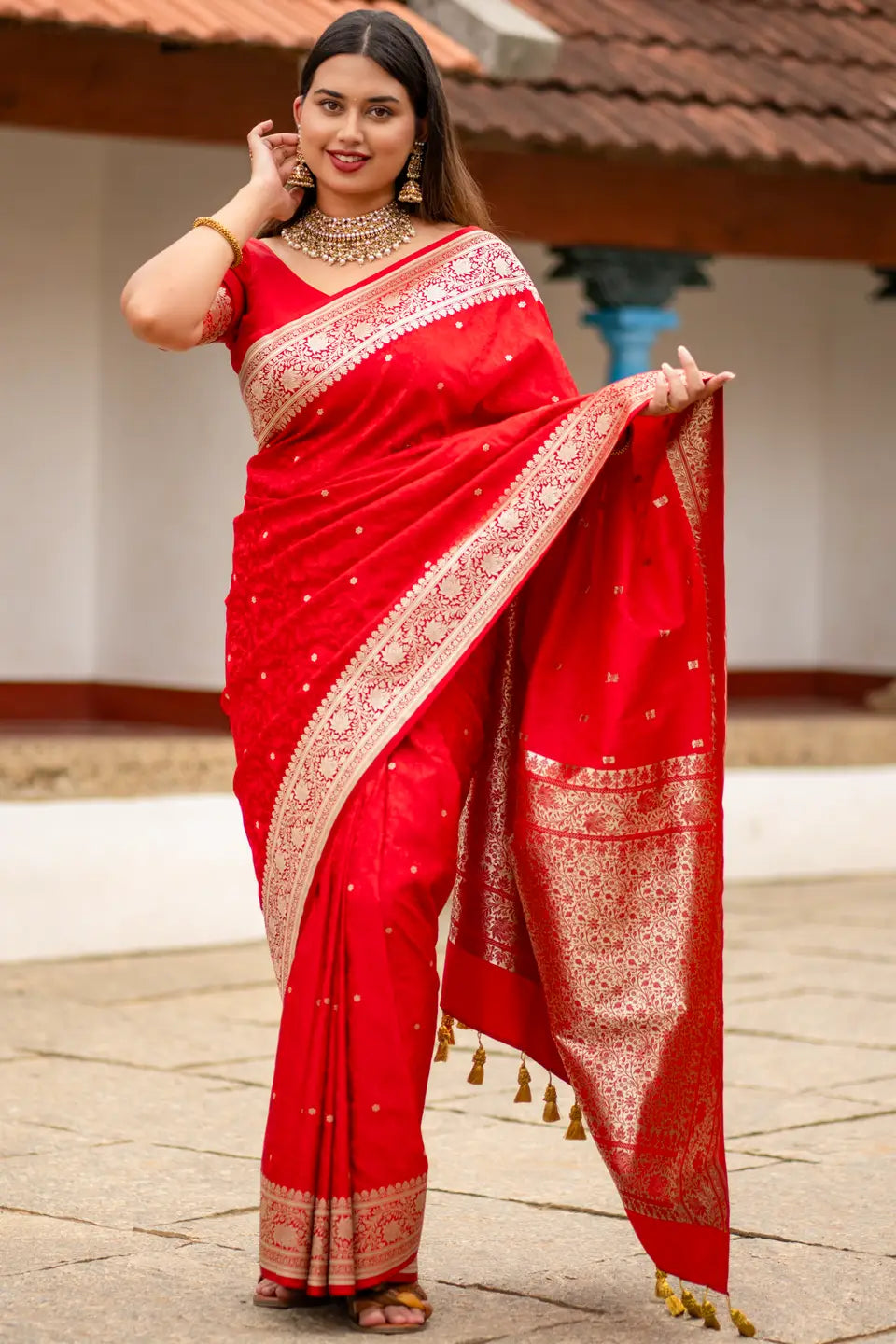 Bengali Red Wedding Silk Saree Banarasi Red Saree I Love Sarees