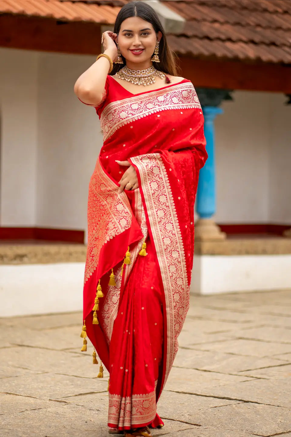 Bengali Red Wedding Silk Saree Banarasi Red Saree I Love Sarees