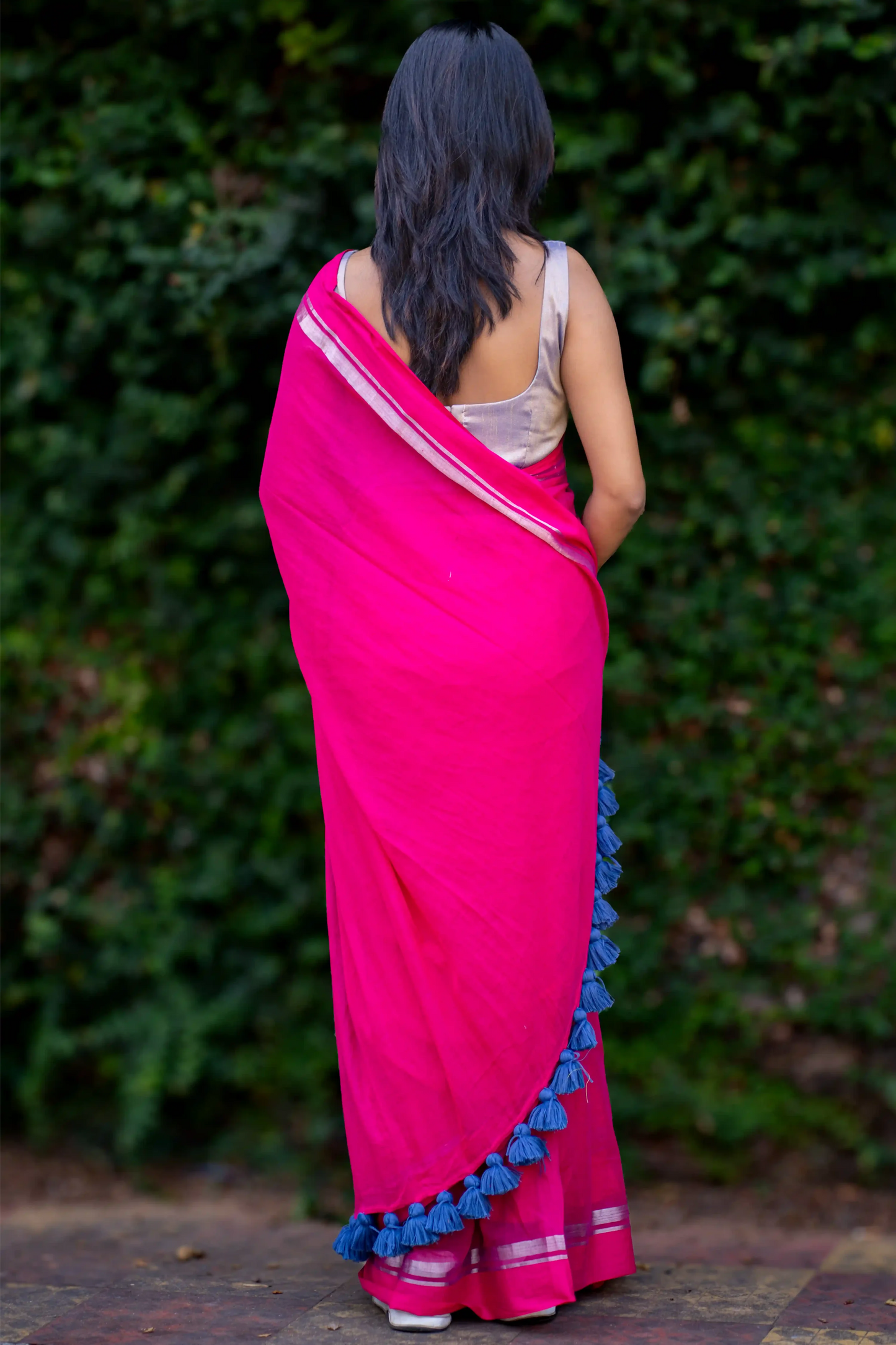 Rani Neela Cotton Zari Saree