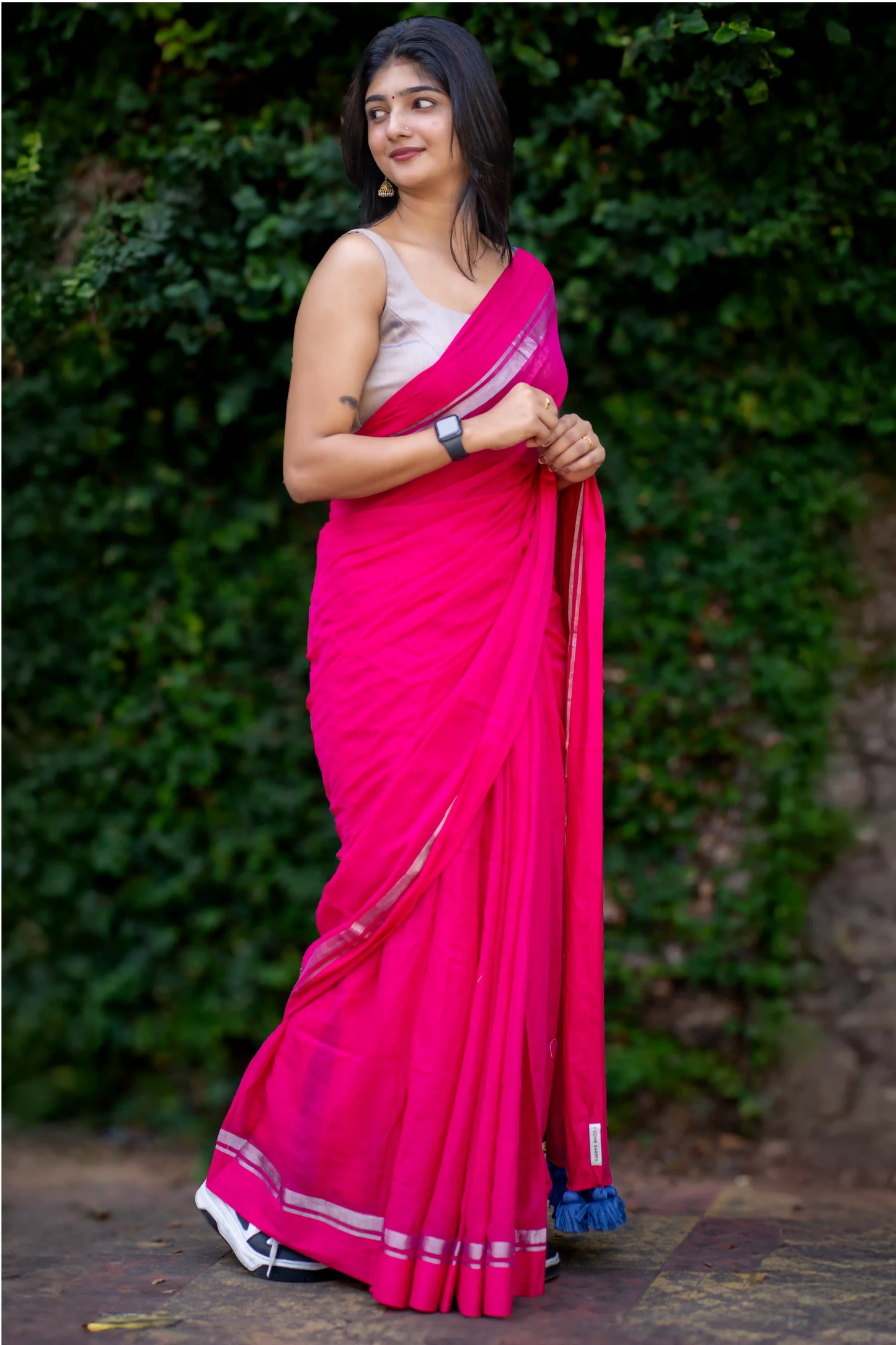 Rani Neela Cotton Zari Saree
