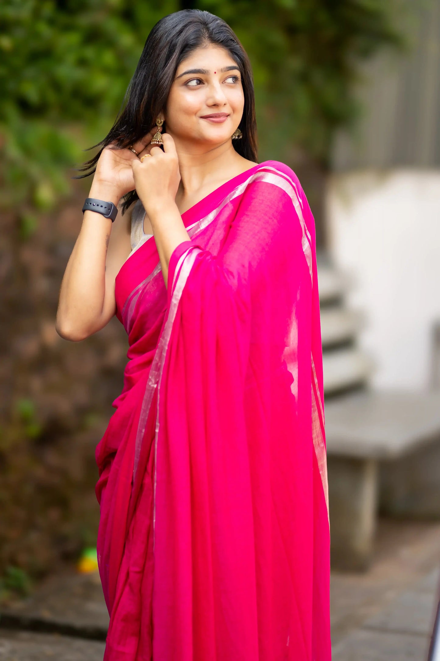 Rani Neela Cotton Zari Saree