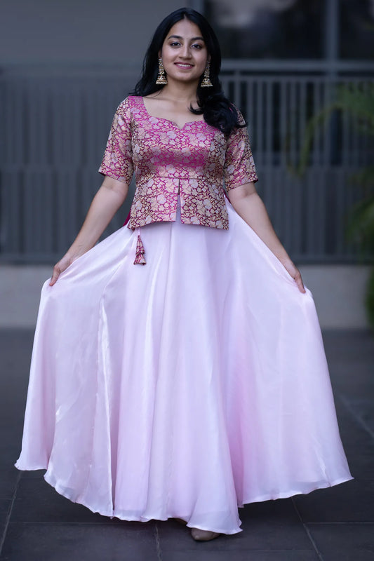 Ava's Blush Banarasi Lehenga Set for Women