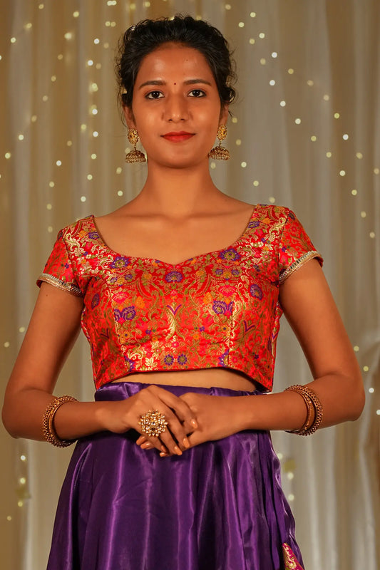Real Love Banarasi Cap Sleeve Blouse