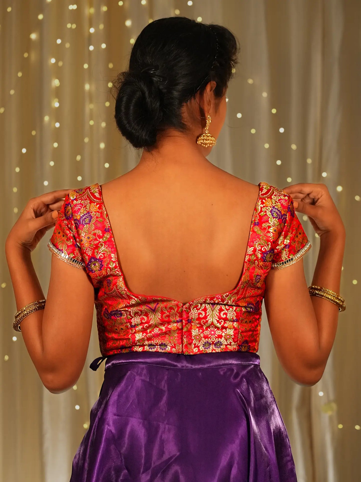 Real Love Banarasi Cap Sleeve Blouse
