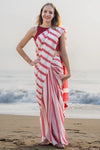 Ruby Radiance Stripe Saree