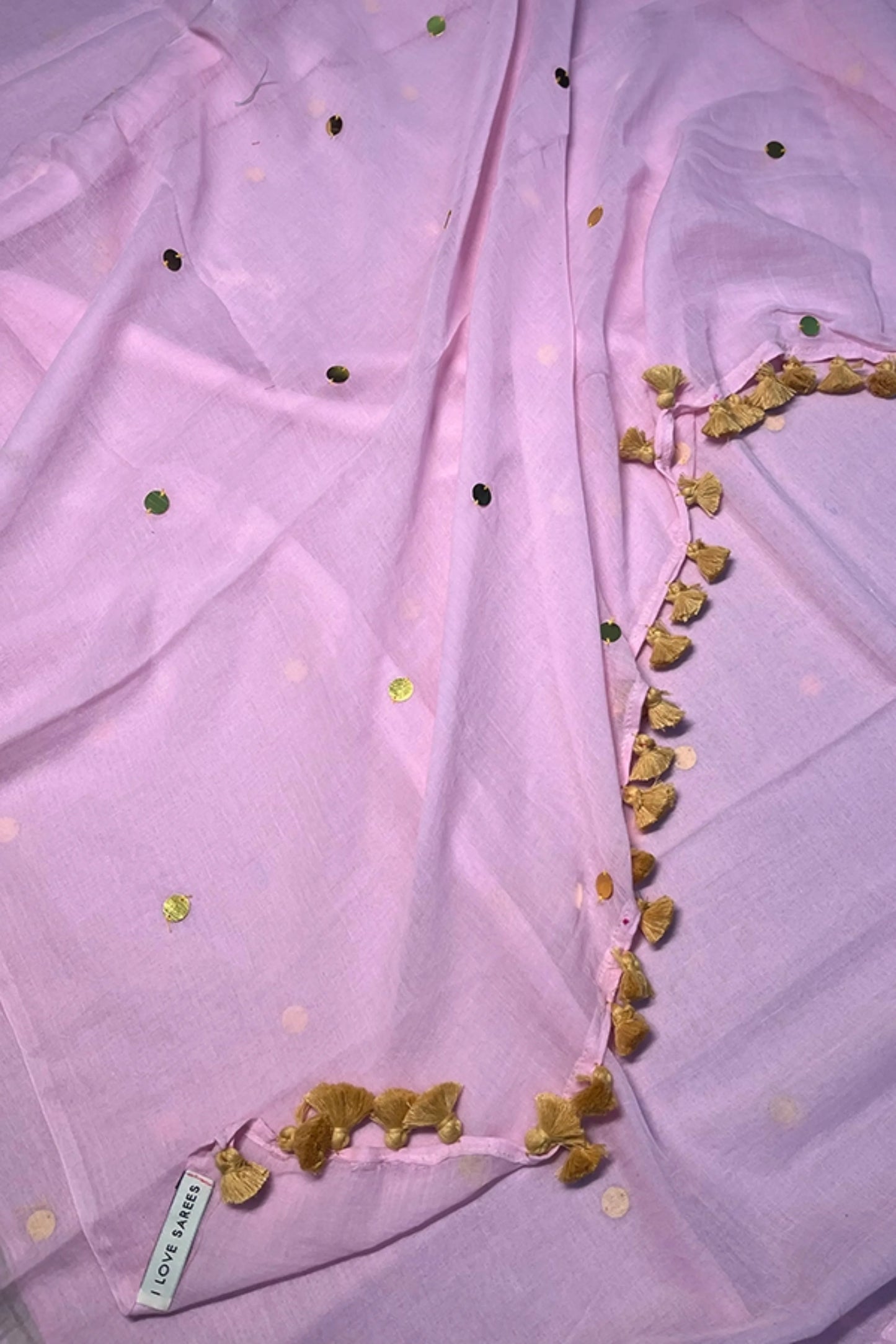 Baby Pink Sequin Cotton Saree