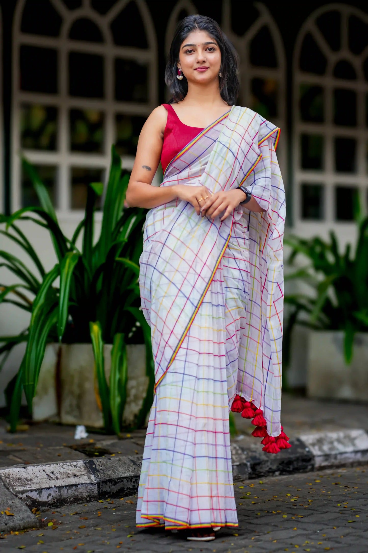 Rainbow Checks Cotton Saree