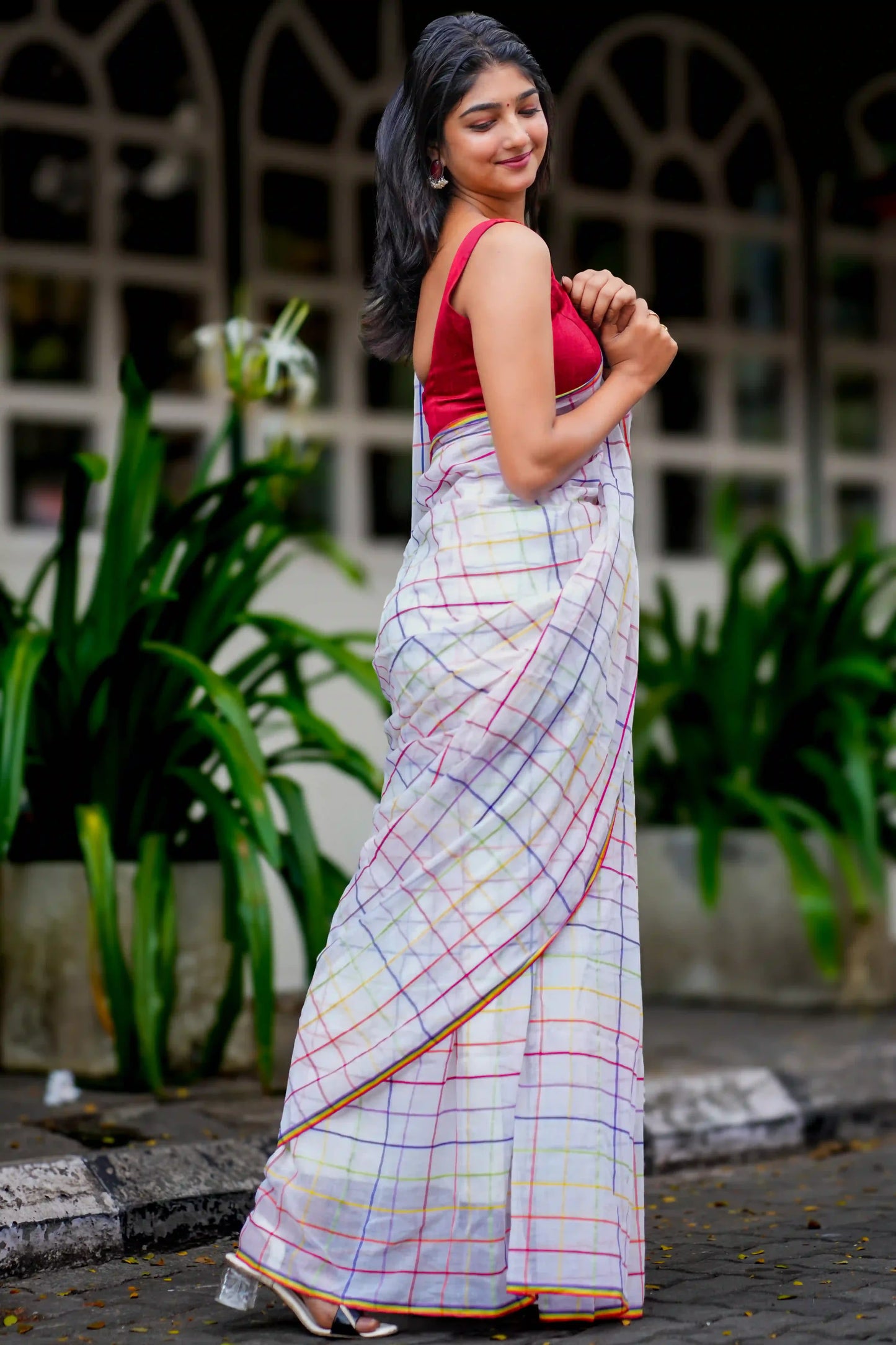 Rainbow Checks Cotton Saree